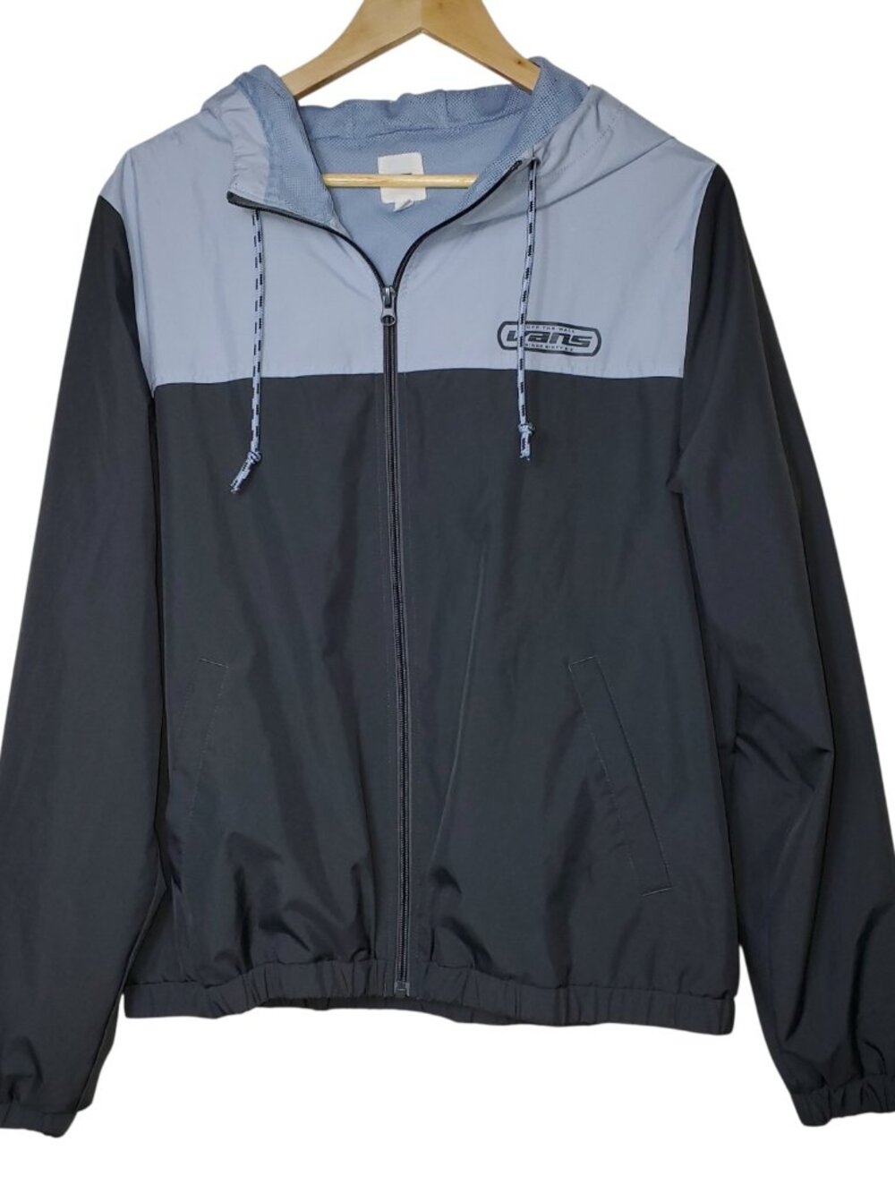 VANS Unisex Kastle Blue & Gray Hooded Mesh Lined Full Zip Windbreaker, Size XL